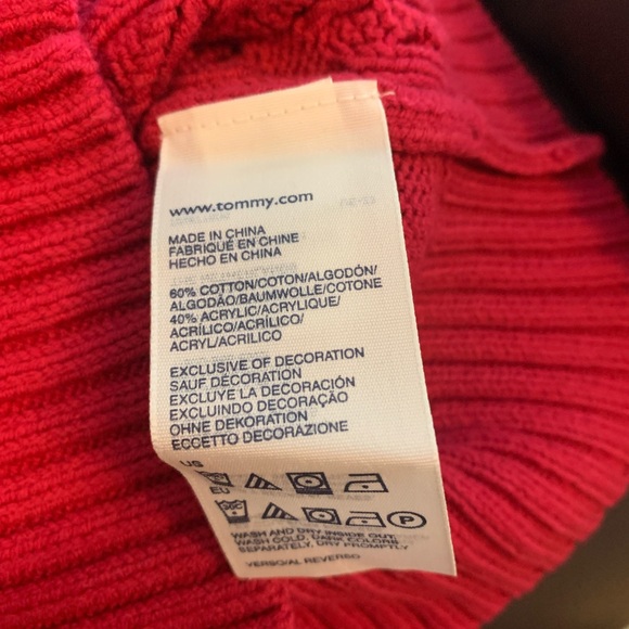 NWT Tommy Hilfiger pink/red/raspberry cotton knit cable sweater xs - Picture 6 of 8